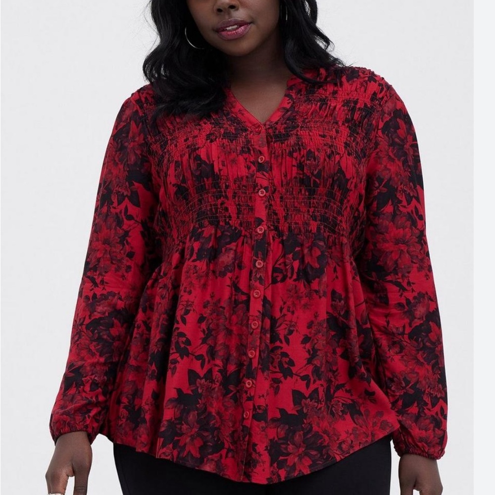 Torrid Smocked Button Front Babydoll